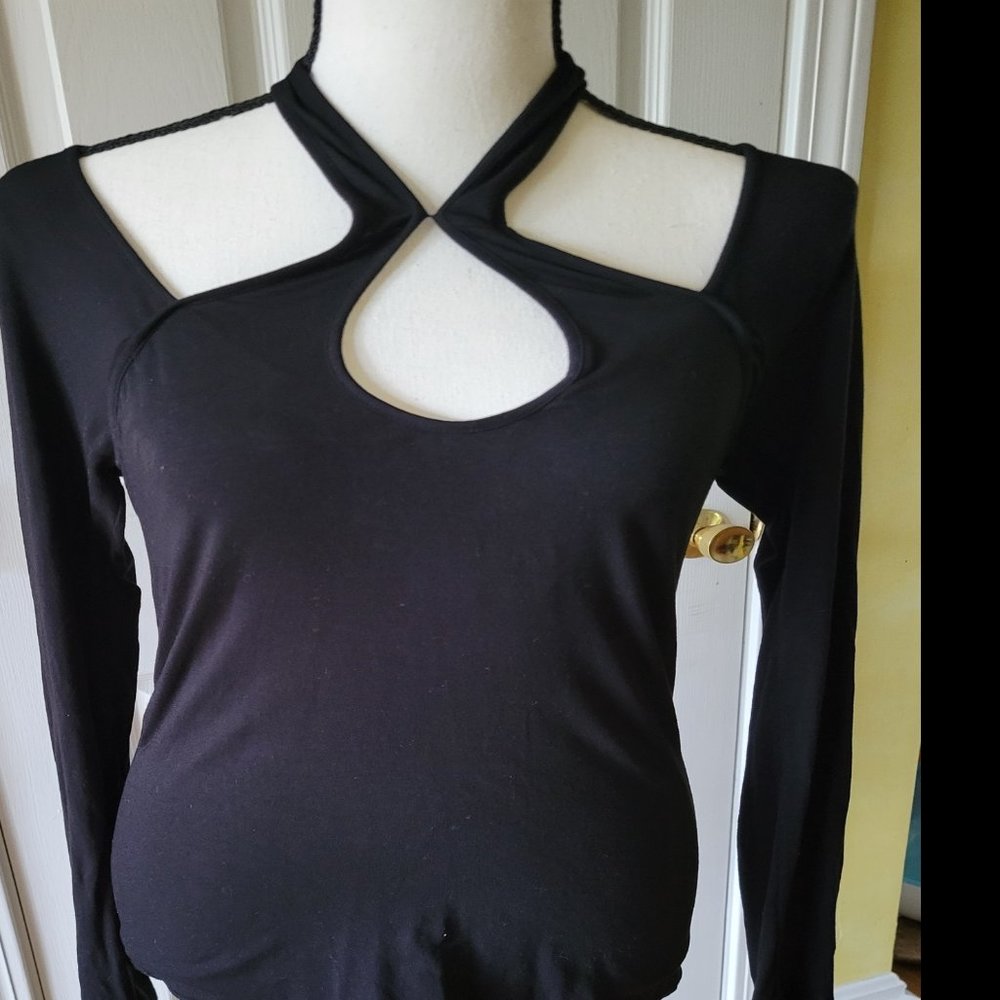 A/X Armani Exchange Black Peek-a-Boo Top Size M